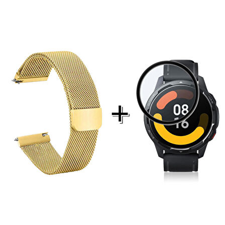 Forzacase Xiaomi Watch S1 Active Uyumlu  Metal Mıknatıslı Kordon Kayış + Ekran Koruma Filmi - FC096