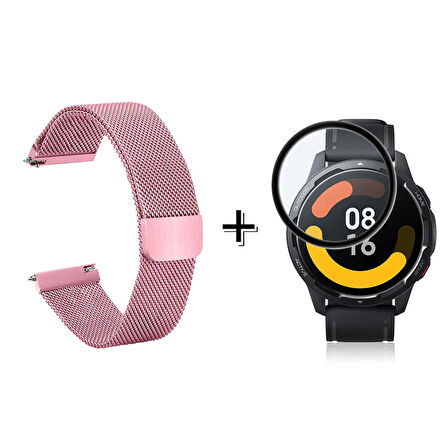 Forzacase Xiaomi Watch S1 Active Uyumlu  Metal Mıknatıslı Kordon Kayış + Ekran Koruma Filmi - FC096