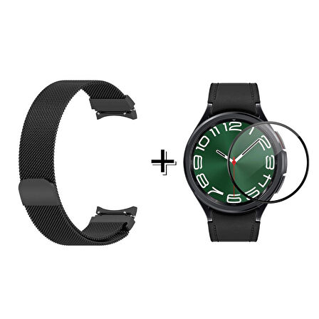 Forzacase Samsung Galaxy Watch 6 Classic 47mm Metal Mıknatıslı Kordon + Ekran Koruma Filmi - FC302