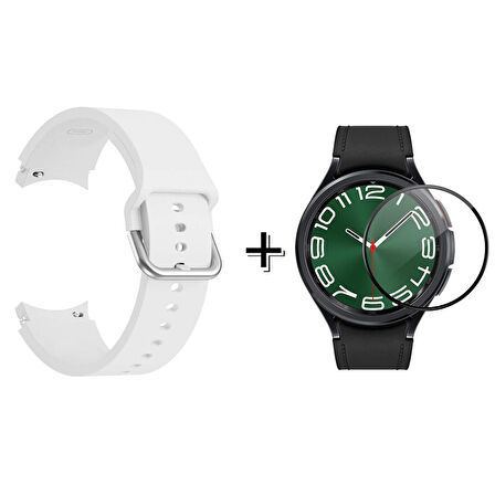 Forzacase Samsung Galaxy Watch 6 40mm ile uyumlu Silikon Kordon Kayış + Ekran Koruma Filmi - FC163