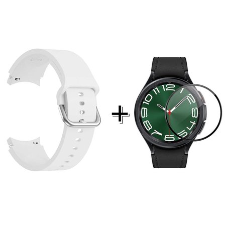 Forzacase Samsung Galaxy Watch 6 Classic 43mm için Silikon Kordon Kayış + Ekran Koruma Filmi - FC163