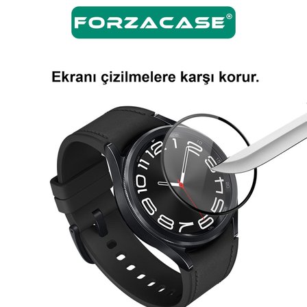 Forzacase Samsung Galaxy Watch 6 Classic 43mm için Silikon Kordon Kayış + Ekran Koruma Filmi - FC163