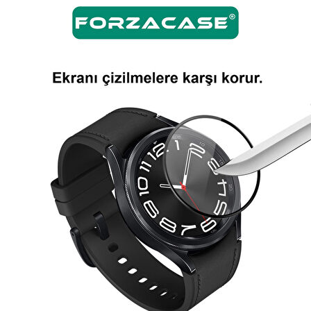 Forzacase Samsung Galaxy Watch 6 Classic 47mm için Silikon Kordon Kayış + Ekran Koruma Filmi - FC163