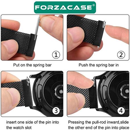 Forzacase 18 mm Akıllı Saatler için Metal Mıknatıslı Kordon Kayış - FC356