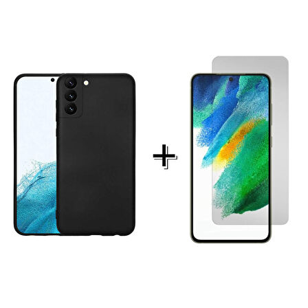 Forzacase Samsung Galaxy S22 Liquid İçi Kadife Lansman Silikon Kılıf + Temperli Cam Ekran Koruyucu