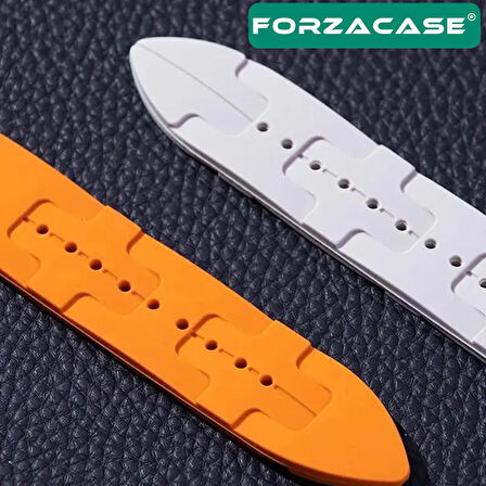 Forzacase Apple Watch 9 45 mm ile uyumlu Hermes Silikon Kordon Kayış - FC379