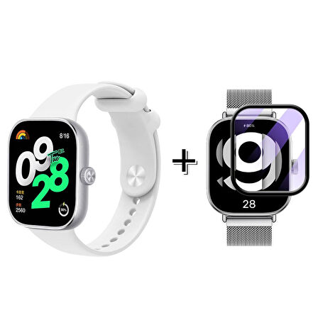 Forzacase Xiaomi Redmi Watch 4 ile uyumlu Silikon Kordon Kayış + Ekran Koruma Filmi - FC395