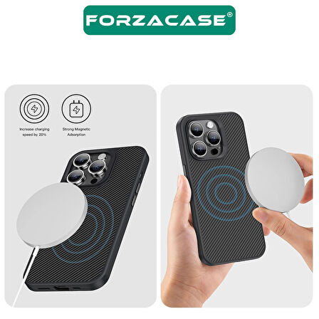Forzacase iPhone 14 ile uyumlu Spectra Serisi Magsafe Özellikli Karbon Fiber Görünümlü Kılıf