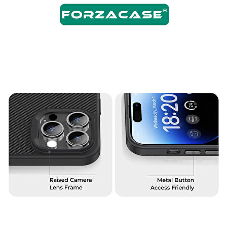 Forzacase iPhone 14 ile uyumlu Spectra Serisi Magsafe Özellikli Karbon Fiber Görünümlü Kılıf