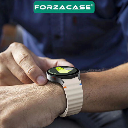 Forzacase Samsung Galaxy Watch FE ile uyumlu Wavy Style Tokalı Silikon Kordon Kayış - FC1101