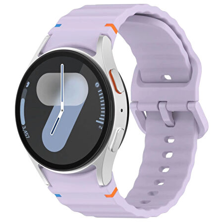 Forzacase Samsung Galaxy Watch FE ile uyumlu Wavy Style Tokalı Silikon Kordon Kayış - FC1101