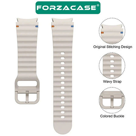 Forzacase Samsung Galaxy Watch 5 Pro 45mm ile uyumlu Wavy Style Tokalı Silikon Kordon Kayış - FC1101