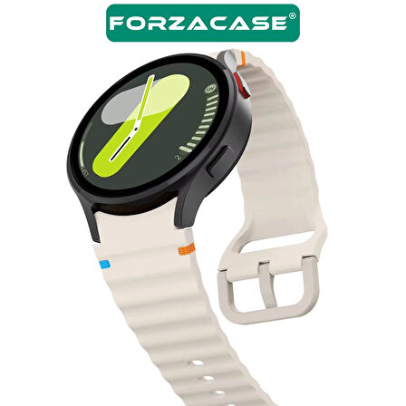 Forzacase Samsung Galaxy Watch 5 Pro 45mm ile uyumlu Wavy Style Tokalı Silikon Kordon Kayış - FC1101