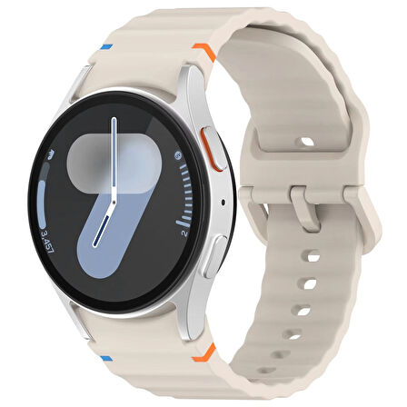 Forzacase Samsung Galaxy Watch 6 40mm ile uyumlu Wavy Style Tokalı Silikon Kordon Kayış - FC1101