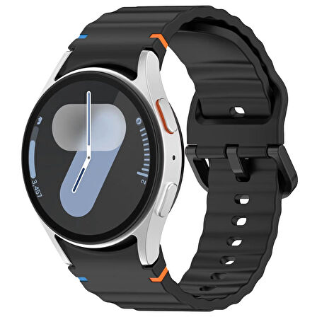Forzacase Samsung Galaxy Watch 7 44mm ile uyumlu Wavy Style Tokalı Silikon Kordon Kayış - FC1101
