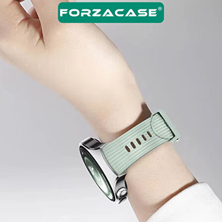 Forzacase Huawei Watch 5 46mm LTE ile uyumlu Özel Tasarım Çizgili Tokalı Silikon Kordon Kayış FC1102