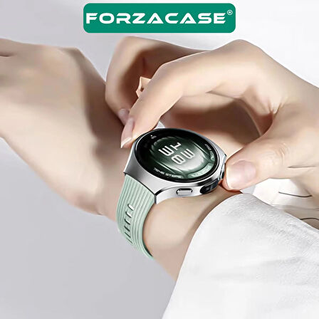 Forzacase Huawei Watch 5 46mm LTE ile uyumlu Özel Tasarım Çizgili Tokalı Silikon Kordon Kayış FC1102