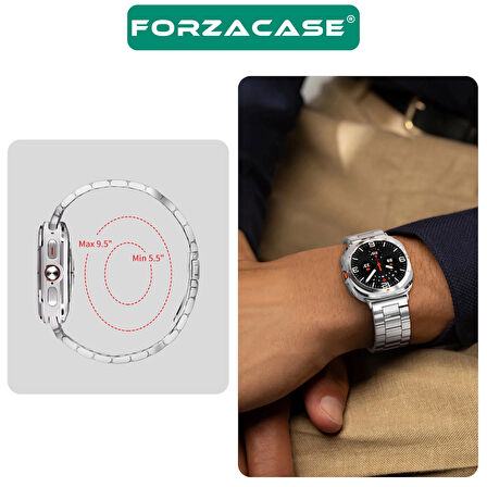 Forzacase Samsung Galaxy Watch 8 Classic ile uyumlu Metal Baklalı Kordon Kayış - FC1106