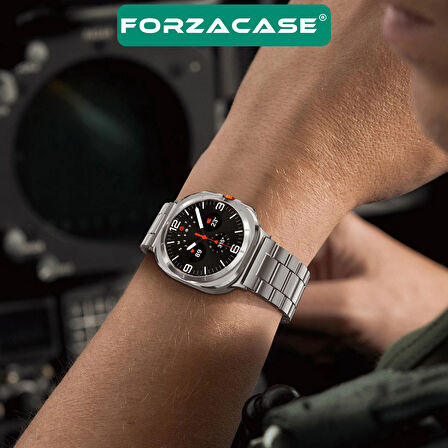 Forzacase Samsung Galaxy Watch 8 Classic ile uyumlu Metal Baklalı Kordon Kayış - FC1106