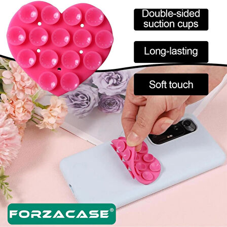 Forzacase Çift Taraflı Silikon Vakumlu Eller Serbest Cep Telefon Tutacağı Kalp - FC1109