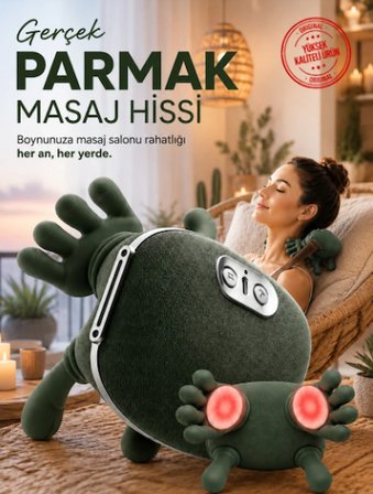 Parmakla Yoğuran El Hissi Sunan Isıtmalı Masaj Aleti (Taşınabilir,Şarjlı) | Boyun,Sırt,Omuz,Bacak