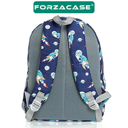 Forzacase 3 Bölmeli Askılı Çocuk Okul Çantası ve Kalemlik Seti Astronot Tasarım Sırt Çanta - FC1110