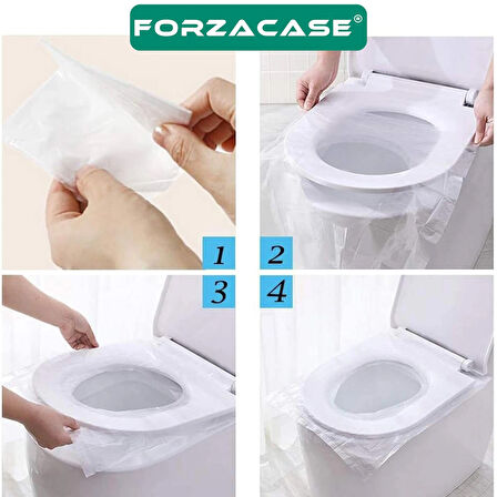 Forzacase 50 Adet Taşınabilir Tek Kullanımlık Su Geçirmez Plastik Klozet Kapağı Poşeti - FC1111