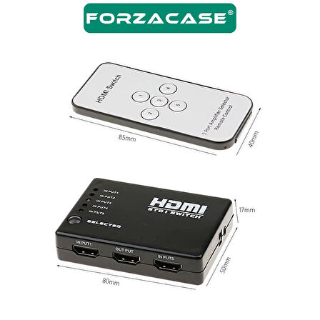 Forzacase 5 Giriş 1 Çıkış Kumandalı HDMI Çoklayıcı 5in1 Switch 1080p Full HD - FC1113