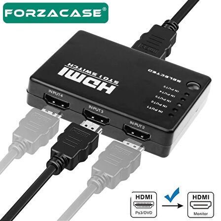 Forzacase 5 Giriş 1 Çıkış Kumandalı HDMI Çoklayıcı 5in1 Switch 1080p Full HD - FC1113