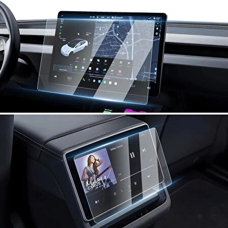 Forzacase 2in1 Tesla Model Y New Juniper Navigasyon Multimedya uyumlu Nano Ekran Koruyucu Film - FC1118