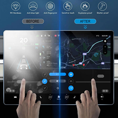 Forzacase 2in1 Tesla Model Y New Juniper Navigasyon Multimedya uyumlu Nano Ekran Koruyucu Film - FC1118