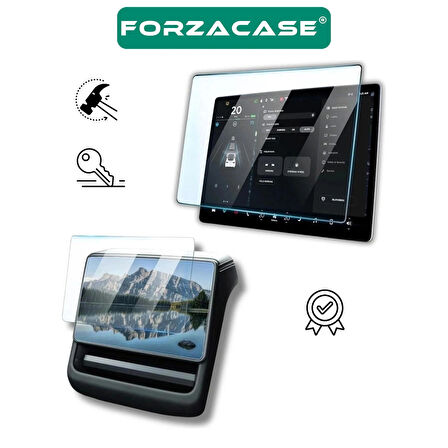 Forzacase 2in1 Tesla Model Y New Juniper Temperli Kırılmaz Cam Ekran Koruyucu - FC1119