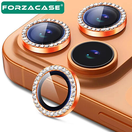 Forzacase iPhone 17 Pro Max ile uyumlu Elmas Taşlı Kamera Camı Lens Koruyucu Halka Seti - FC1126