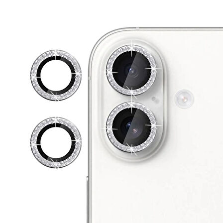 Forzacase iPhone 17 ile uyumlu Elmas Taşlı Kamera Camı Lens Koruyucu Halka Seti - FC1126