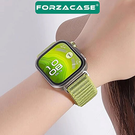 Forzacase Huawei Watch Fit 4 / Fit 4 Pro ile uyumlu Wave Desen Hasır Örgü Cırtlı Kordon Kayış-FC1127
