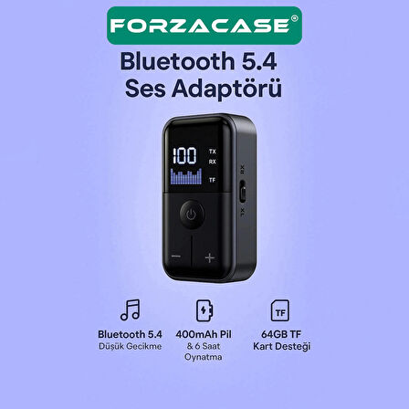 Forzacase TV, Araç, Bilgisayar Uyumlu 2in1 Aux Bluetooth 5.4 TF Kartlı Kablosuz Ses Adaptörü - FC1129