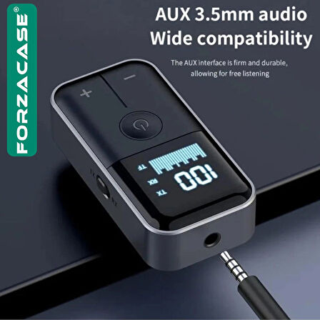 Forzacase TV, Araç, Bilgisayar Uyumlu 2in1 Aux Bluetooth 5.4 TF Kartlı Kablosuz Ses Adaptörü - FC1129