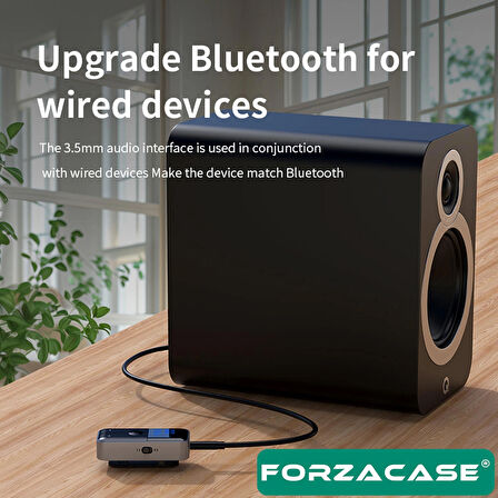 Forzacase TV, Araç, Bilgisayar Uyumlu 2in1 Aux Bluetooth 5.4 TF Kartlı Kablosuz Ses Adaptörü - FC1129