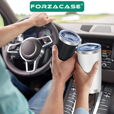 Forzacase Çift Katmanlı Paslanmaz Çelik Pipet Girişli 600ml Sıcak Soğuk Tutan Bardak Termos Mug - FC1142