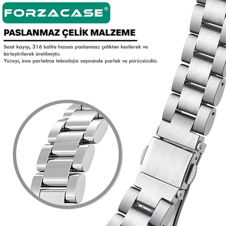Forzacase Xiaomi Redmi Watch 6 ile uyumlu Metal Baklalı Kordon Kayış - FC1149