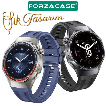 Forzacase Huawei Watch GT 6 Pro 46mm ile uyumlu Özel Tasarım Tokalı Silikon Kordon Kayış - FC1175