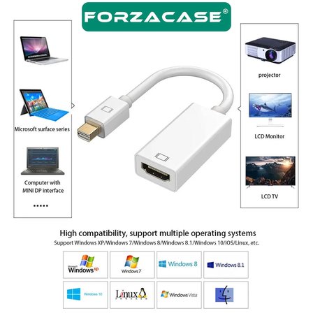 Forzacase 4K HD Mini DisplayPort to HDMI Dönüştürücü Adaptör Kablo 30 cm - FC1190