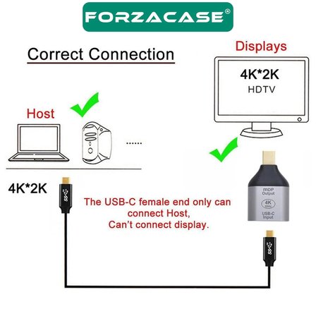 Forzacase Telefon Tablet Notebook için 4K 60hz HD Mini DisplayPort to Type-C Dönüştürücü Adaptör - FC1191
