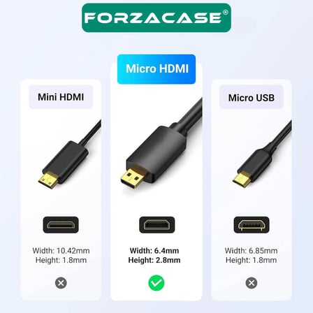 Forzacase Micro HDMI to HDMI Kablo 1.5m Raspberry Pi Kamera GoPro Uyumlu Çevirici - FC1197