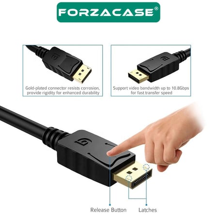Forzacase DisplayPort (DP) to VGA Adaptör Çevirici DP Erkek - VGA Dişi Görüntü Aktarıcı - FC1202