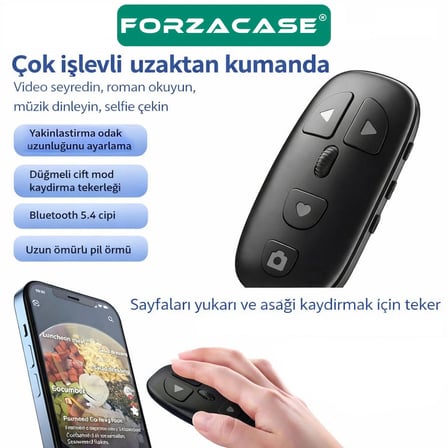 Forzacase Mouse Tasarım Bluetooth Uzaktan Kumanda Sayfa Çevirici Video Selfie Kumandası - FC1206