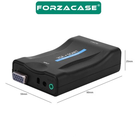 Forzacase VGA to SCART Ses Destekli Aktif Dönüştürücü 1080P Scaler VGA SCART Çevirici - FC1208