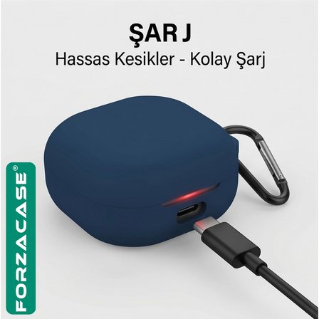 Forzacase Samsung Galaxy Buds 4 / 4 Pro ile uyumlu Anahtar Askılıklı Bluetooth Kulaklık Kılıfı - FC1216