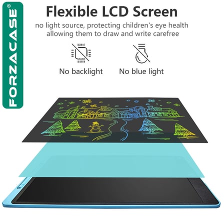 Forzacase 20 inch LCD Panel Dijital Kalemli Çizim Yazı Tahtası Eğitim Tableti Siyah - FC1226