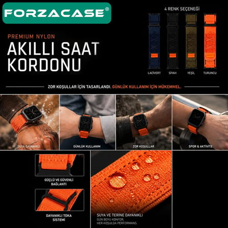 Forzacase Apple Watch 11 46mm ile uyumlu Orbital Örgülü Halat Tasarımlı Hasır Kordon - FC1241